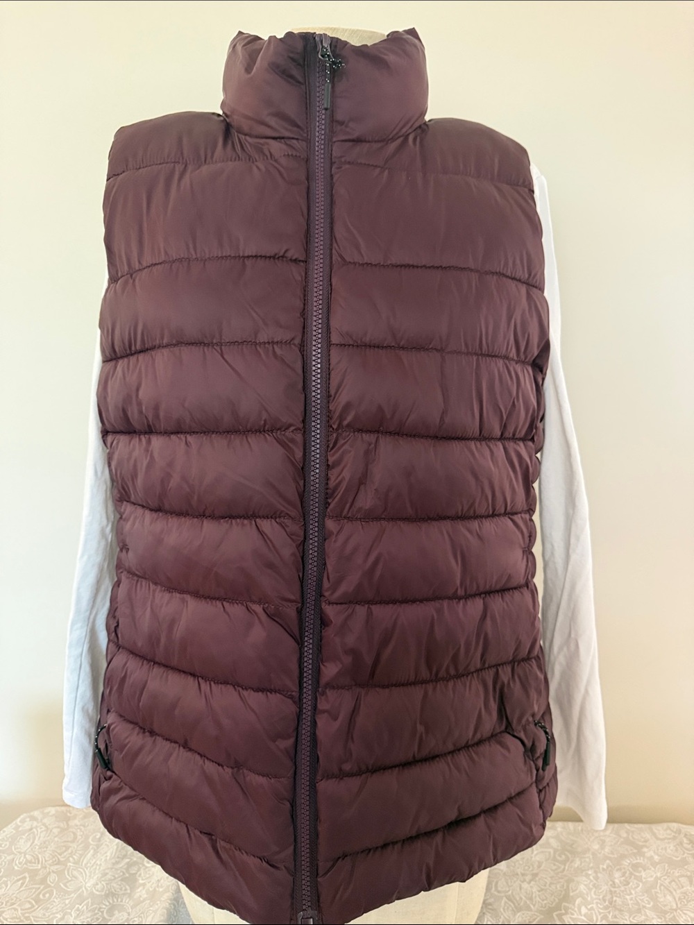 Quilted Puffer Vest in Deep Plum - Women's Lightweight Layer - Picture 3 of 5